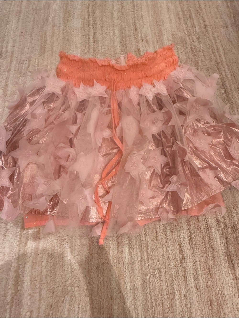 Paper Wings Pink Star-Embellished Tulle Skirt